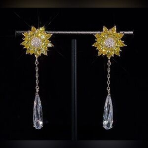 Sparkling crystal flora dangle earrings